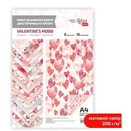 Набор дизайнерской бумаги „Valentine's Mood“ А4 200г/м2 8л двустор. матовый ROSA TALENT