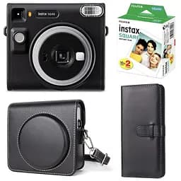 Подарунковий набір камера Fujifilm Instax Square SQ40 Фотопапір 20 шт. Чохол Фотоальбом 80 фото Чорний