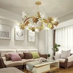 Люстра с декоративной листвой клена Ø100 см | Ст. MD 6015-1000 GD Line F