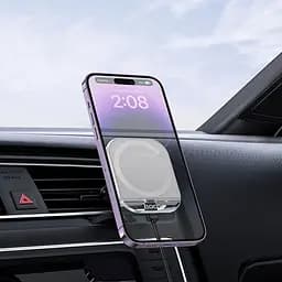 Автотримач з БЗП Hoco HW17 Crystal (air outlet) White - мініатюра 3