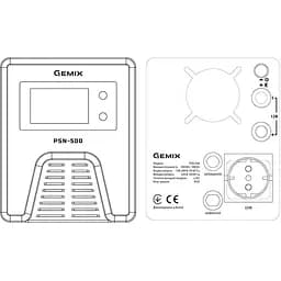 ДБЖ Gemix PSN-500, 500VA/300W 12V/220V, 15А, 1xSchuko, без АКБ - мініатюра 4
