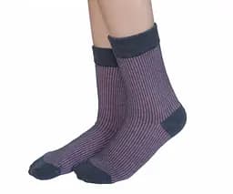 Высокие носки в полоску бесшовные 100% ORGANIC cotton JILL ANTONY серо-фиолетовые 38-40