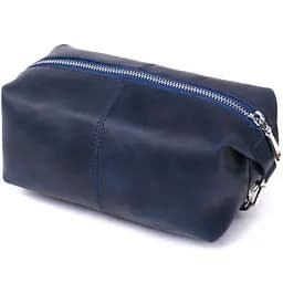 Добротная кожаная косметичка Shvigel 16401 синий
