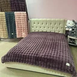 Покрывало "Кролик" лилового мягкое велюровое покрывало 2,20×2,40 м для кровати