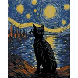 Алмазная мозаика Strateg ПРЕМИУМ Звездный кот без подрамника размером 40х50 см (ZAV4050-5)