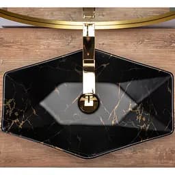 Умивальник Rea Vegas marble black mat накладний чорний REA-U0994, Чорний матовий - мініатюра 3