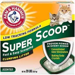 Бентонитовый наполнитель Arm & Hammer SUPER SCOOP 9.07 кг комкующийся для кошачьего туалета ароматизированный