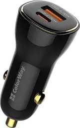 Автомобильное зарядное устройство ColorWay, черное, 60 Вт, 1xType-C (30 Вт), 1xUSB (30 Вт), Auto ID (CW-CHA046PD-BK)