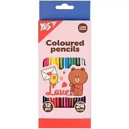 Олівці кольорові Yes Line Friends. Choco love двосторонні 12 шт. 24 кольори (290746)