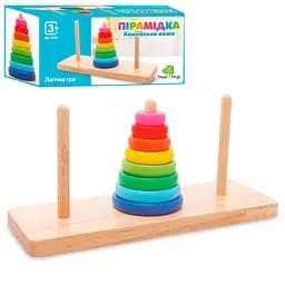 Деревянная игрушка Limo Toy "Пирамидка" 8 колец, подставка MD1870
