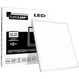 Світлодіодний Промо-набір Eurolamp LED Світильники 60х60 (панель) біла рамка 36W 4000K 2 шт. в коробці (LED-Panel-36/40(110)(2))