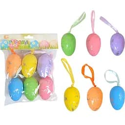 Набір яйця декоративні кольорові зі стрічкою, 6 см, 6 шт., HA-405