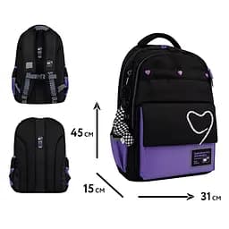 Рюкзак шкільний Yes Purple Hearts TS-48 - мініатюра 2