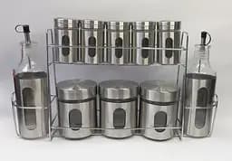 Органайзер набор для специй на подставке из нержавеющей стали Спецовница Edenberg EB-18029 11 предметов Серый