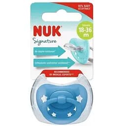 Пустушка силіконова Nuk ортодонтична Signature розмір 3 Сині зірки