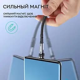 Кабель магнітний із швидкою зарядкою Elough 7 Contact 3 A 2 м круглий конектор, Green 3 в 1 Micro USB/Lightining/Type C, обертання на 540° - мініатюра 4