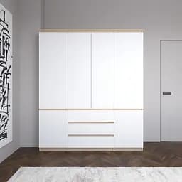 Шафа для одягу Vays зі штангою та полицями, 3 шухляди, комплект R9+R22-2 Дуб Сонома-Білий фасад