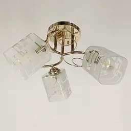 Люстра в золотому корпусі на 3 квадратних плафони | Line F | Арт. 6671/3 B GD