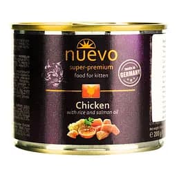 Вологий корм для кошенят Nuevo Kitten з куркою, рисом та жиром лосося 200 г (95113 (221))