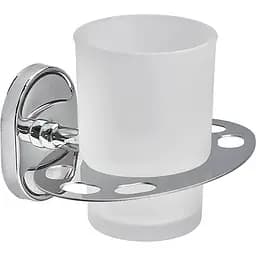 Склянка одинарна з тримачем зубних щіток Zerix AFB-0106-1 ZX5057 скло хром