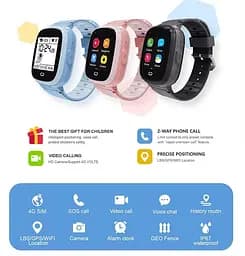 Смарт годинник телефон для дітей Lemfo M90S з GPS трекером, 4G LTE, відеозв'язком, камерою та прослуховуванням Чорний - мініатюра 4