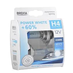 Галогеновая лампа Brevia H4 12V 60/55W P43t Power White +60% 4300K ​​S2 (12040PWS)