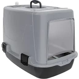 Туалет для кошек Irak Plastik PT-305 закрыт черно-серый