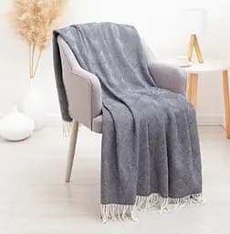 Плед бавовняний Vladi Валенсія Паркет 140х200 біло-темно-синій