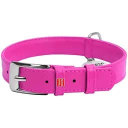 Ошейник для собак Waudog Glamour, кожаный, с QR паспортом, 30-39х2 см, розовый