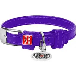 Нашийник для собак Waudog Glamour, шкіряний, з QR паспортом, 19-25х0,9 см, фіолетовий