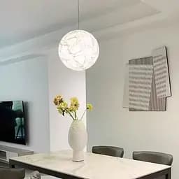 Дизайнерський світильник-куля із імітацією техніки пап'є-маше Ø30 см Line F AK06-300 Білий