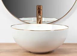 Умивальник Rea Stella накладний rose gold edge білий REA-U7444, Білий - мініатюра 5