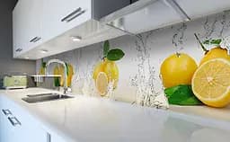 Кухонний фартух Соковиті Лимони вінілова наклейка ПВХ цитруси Фрукти Жовтий 60х300 см Happy Pocket Z181360