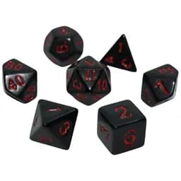 Набор кубиков Opaque 7 Dice Set - Black (w-red) , 7 шт. (g7dopaq08)