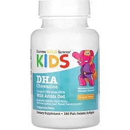 Жирные кислоты California Gold Nutrition Kids DHA Chewables 180 капсул Клубника-лимон