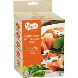 Ласощі для собак Mavsy від 3 місяців карпачо з лосося та шпинатом 50 г