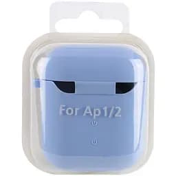 Силіконовий футляр з мікрофіброю для навушників Airpods 1/2 Блакитний / Lilac Blue - мініатюра 6