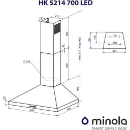 Витяжка Minola HK 5214 WH 700 LED - мініатюра 9