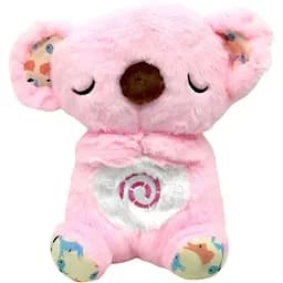 Мягкая игрушка для сна Спящая коала с музыкой, светом, имитацией дыхания 25 см розовая