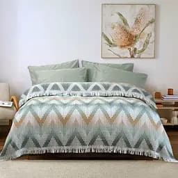 Покрывало Lotus Home Girona 230x240 см зеленое с горчичным (svt-2000022333535)