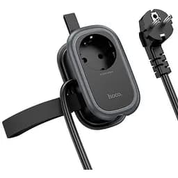Мережевий фільтр HOCO NS6 на 1 розетку + 2 USB + USB-C, 30W, кабель 1.1 м, 220В, Black, Box