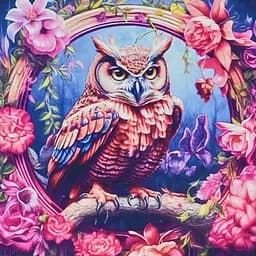 Алмазна мозаїка Сова у квітах HEE13838 30х30 см