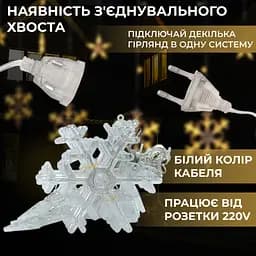 Гірлянда-штора Зірки та сніжинки розмір 3*1 м 12 фігур, жовтий GarlandoPro 1733063Y - мініатюра 12