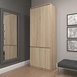 Шкаф для одежды Vays R-10 Дуб Сонома, с полками и штангой, без ручек, ЛДСП, 80×50×211 см - для спальни, гостиной, прихожей