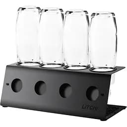 Сушилка для посуды с держателем крышки Litchi черный, набор из 4 шт. Держатель для бутылок подставка для бара