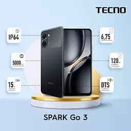 Смартфон Tecno Spark Go 3 (KM3) 6.75" 4/128ГБ, 2SIM, 5000 мАг, Ink Black - мініатюра 2