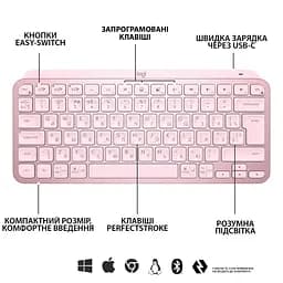 Клавіатура Logitech MX Keys Mini Rose (920-010500) [78339] - мініатюра 8