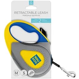 Повідець-рулетка для собак Waudog R-leash, малюнок "Colors of freedom", M, до 25 кг, 5 м, світловідбивна стрічка - мініатюра 5