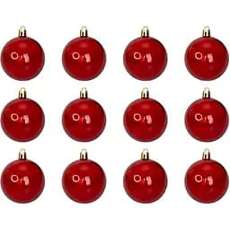 Набір ялинкових іграшок - напівпрозорі кулі Linhai 12 шт D6 см червоний пластик (892111)