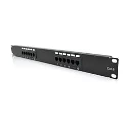 Патч-панель PiPo 12 портів UTP кат 6E 19" 1U неекранована чорна Q25 (73-00881) - мініатюра 1